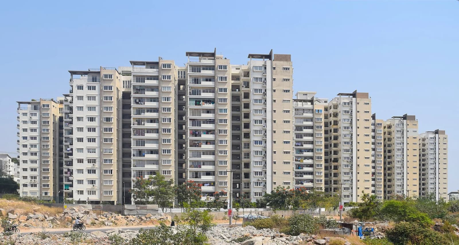 apartment blocks in Hitec City, Hyderabad.