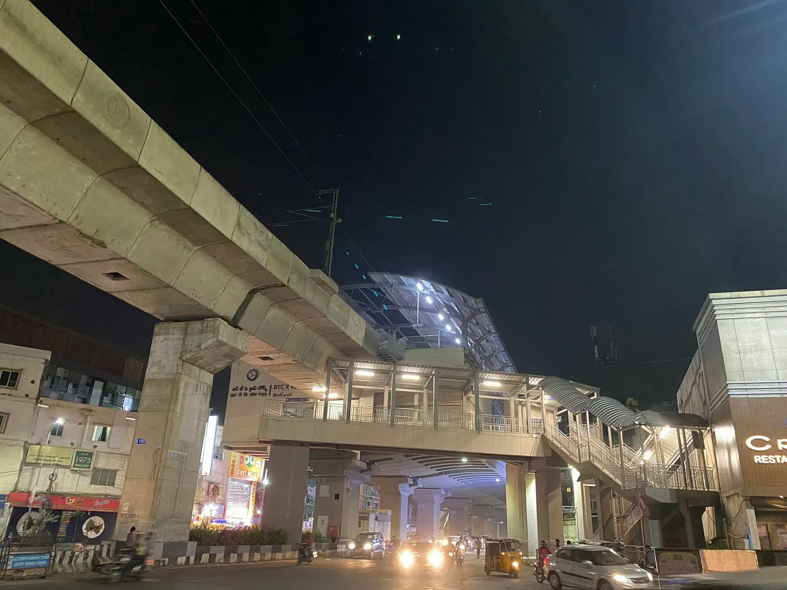 RTC X Roads Metro station in the evening.