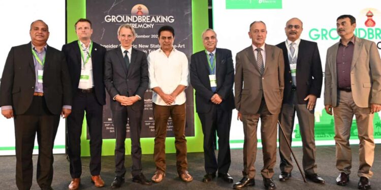 KTR lays foundation for Schneider Electric Smart Factory in Telangana