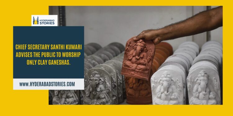 Chief Secretary Santhi Kumari advises the public to worship only clay Ganeshas.