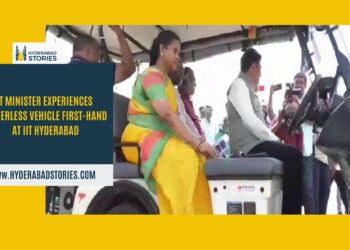 IT Minister experiences driverless vehicle first-hand at IIT Hyderabad.