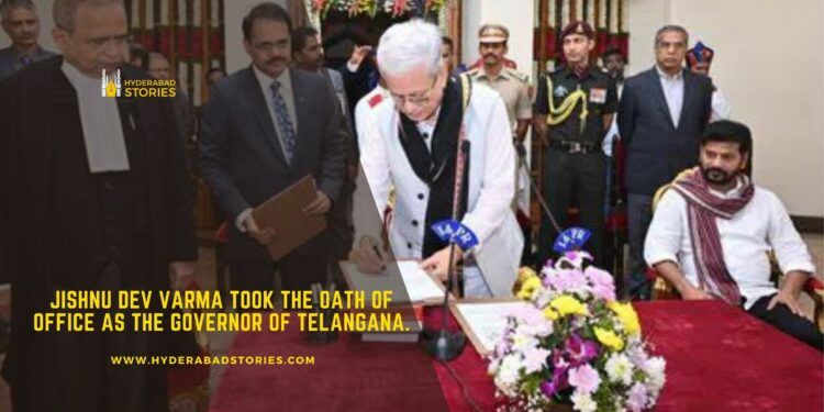 Jishnu Dev Varma took the oath of office as the Governor of Telangana.