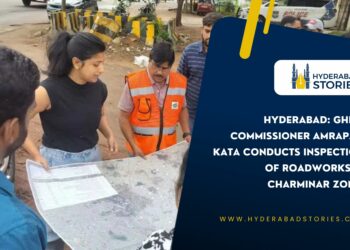 Hyderabad: GHMC Commissioner Amrapali Kata conducts inspection of roadworks in Charminar zone.