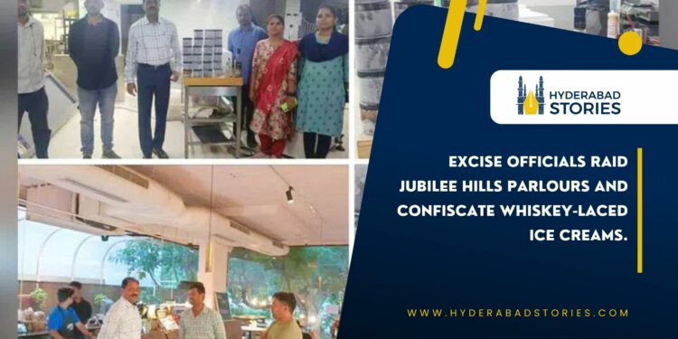 Excise officials raid Jubilee Hills parlours and confiscate whiskey-laced ice creams.
