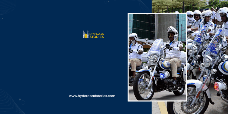 Hyderabad traffic police roll out 50 patrol bikes and 100 marshals.