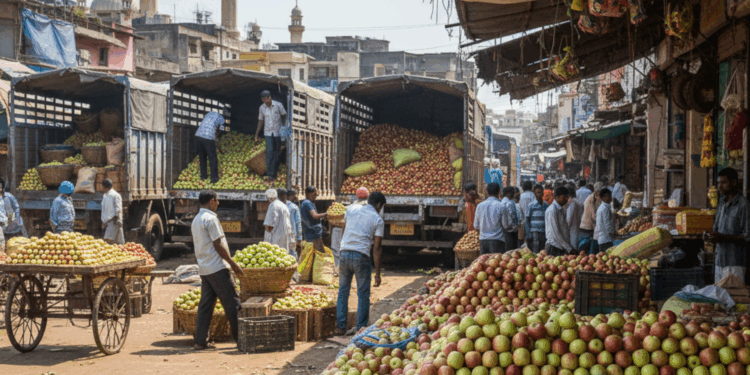 Truckloads of Fresh Kashmiri Apples Flood Hyderabad Markets This Season