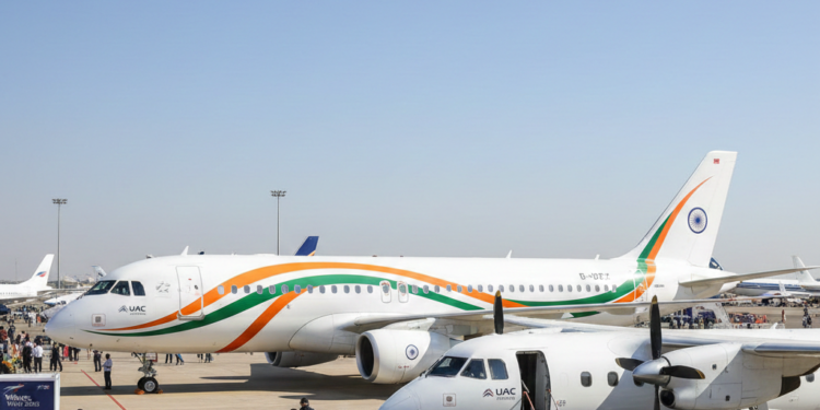 Russia Showcases Indian-Livery Superjet and Il-114-300 at Wings India 2026.